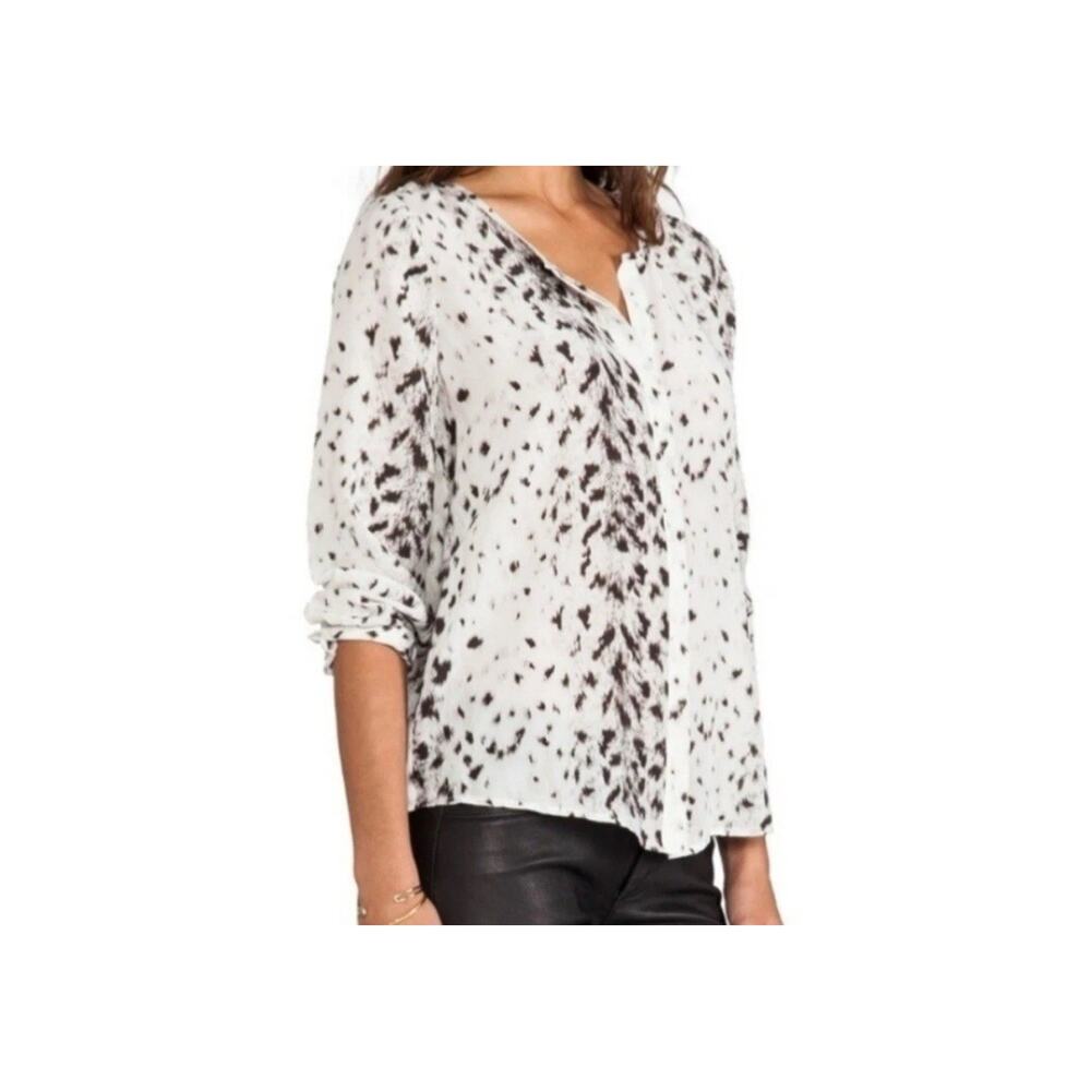 Joie Black and White Patterned Animal Blouse Small